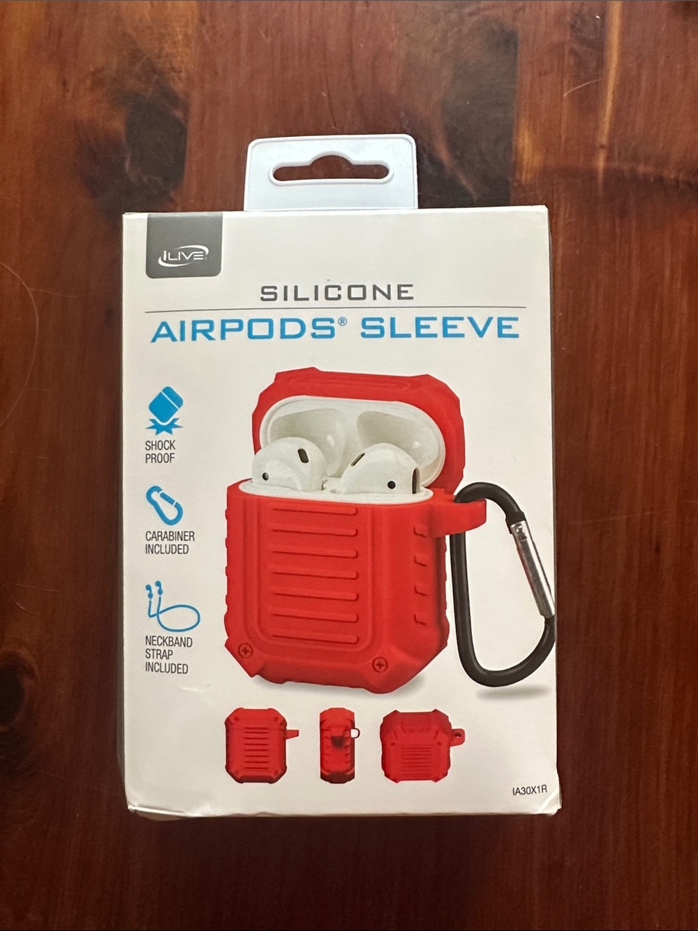 Silicone AirPods Sleeve Case in Red with Carabiner